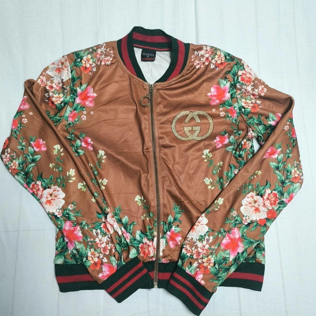 【高級】GUCCI 花柄 ブルゾン GGロゴ ビー刺繍 シルク調 M レディース Gucci Floral Coats, Jackets & Vests for Women for sale | eBay