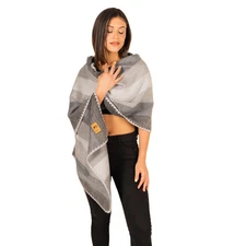 Alpaca wool Shawl - Alpaca Scarf - Unisex Alpaca Shawl or Scarf Gray & White