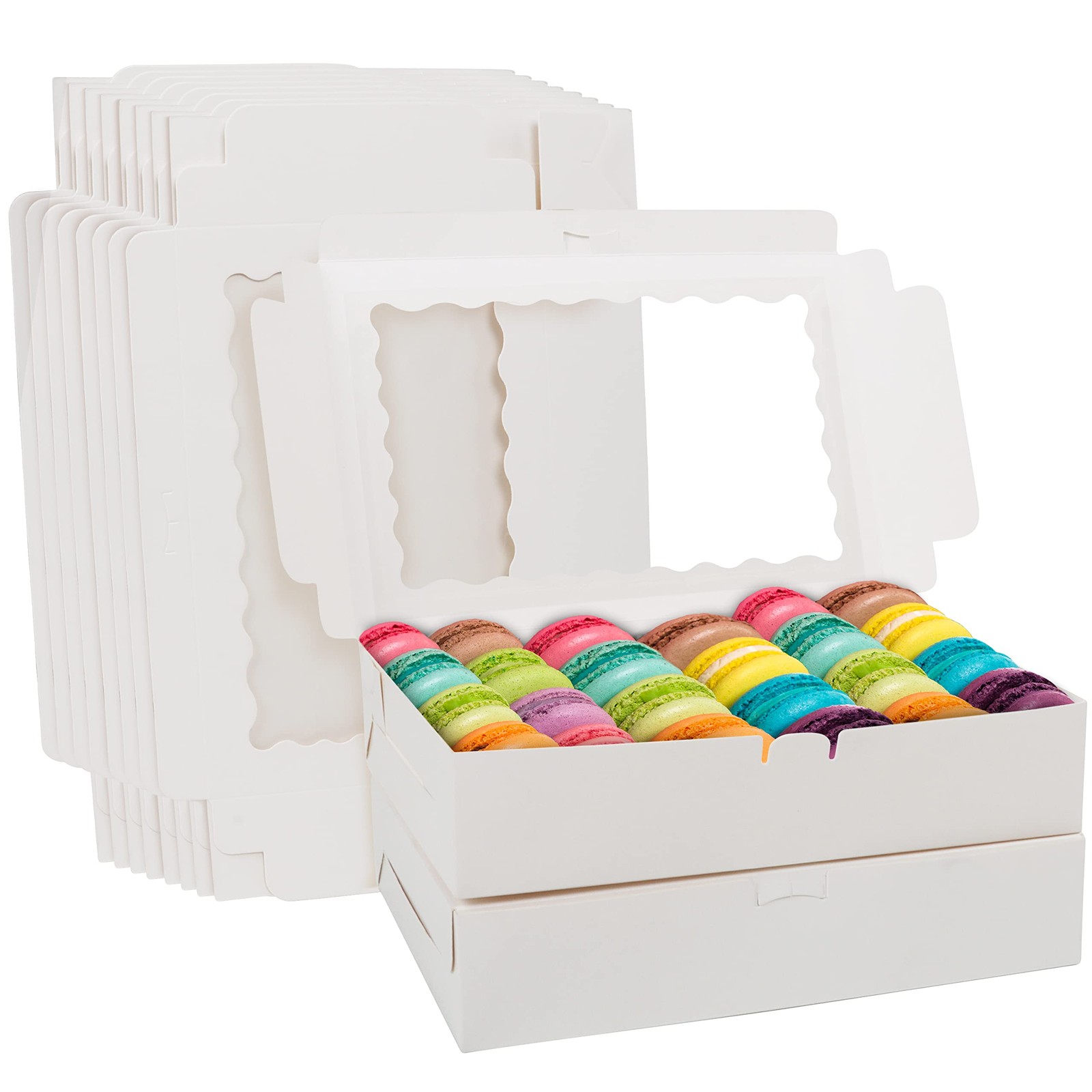 Belle Vous Pack de 10 Cajas para Tartas de Carton Kraft Blanco con Ventana -