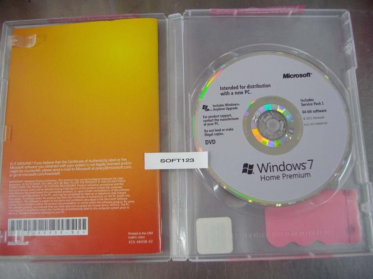 Microsoft Windows 7 Home Premium 64 Bit x64 Full English Version