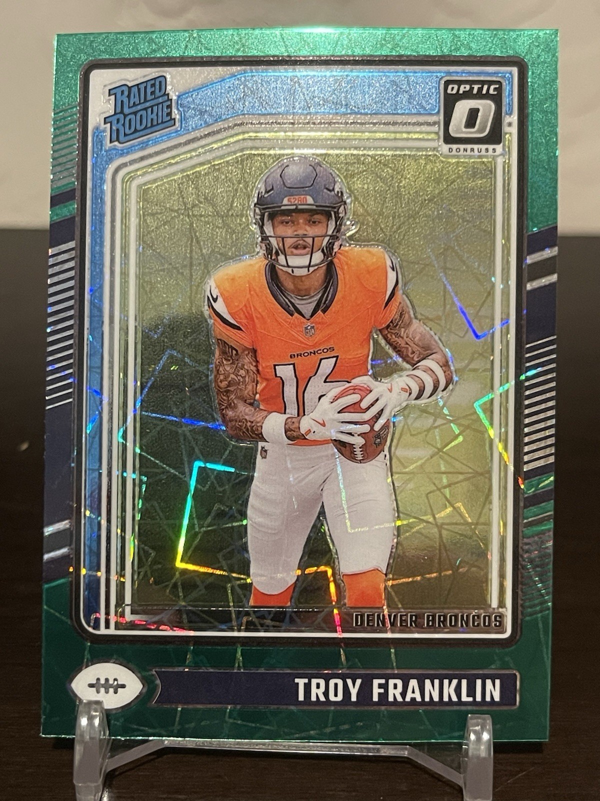 2024 Donruss Optic Troy Franklin Green Velocity Rated Rookie #294 RC Broncos
