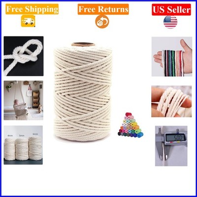 100% Natural Cotton Macrame Cord 5mm x 110 Yards Beige for DIY Crafts, Knitti...