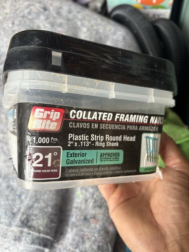 Grip-Rite 21° Plastic Strip Framing Nails Ring Shank 2in .113 Galv 1000