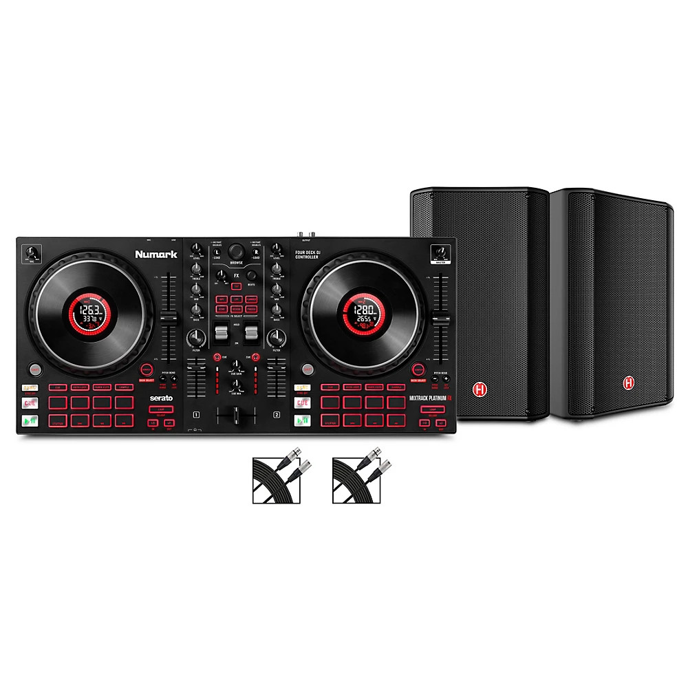 Harbinger VARI V1112 Powered Pck w/Numark Mixtrack Platinum FX Controller/Cables