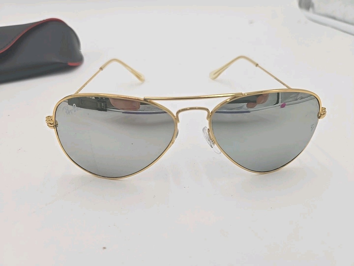 Ray-Ban RB3025 Aviator Sunglasses Gold 58mm Silver Mirror  display picture 1