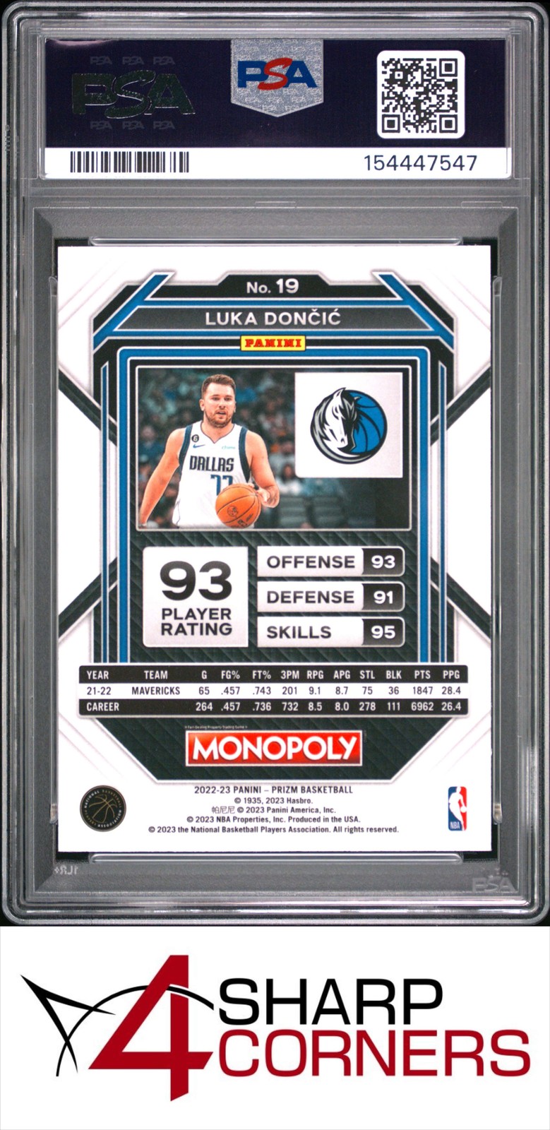 2022 PANINI PRIZM MONOPOLY #19 LUKA DONCIC PSA 10 view 2