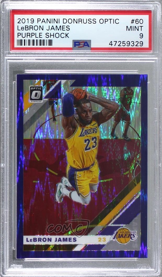 2019-20 Panini Donruss Optic Purple Shock Prizm LeBron James #60 PSA 9 MINT 9l4
