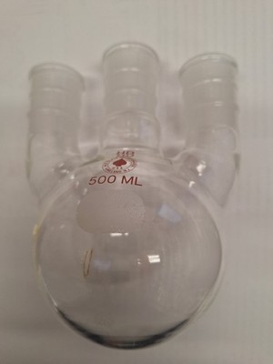 THREE NECK FLASK 500 mL, 29/42 joints, Ace Glass cat # 6944-220 Heavy Wall