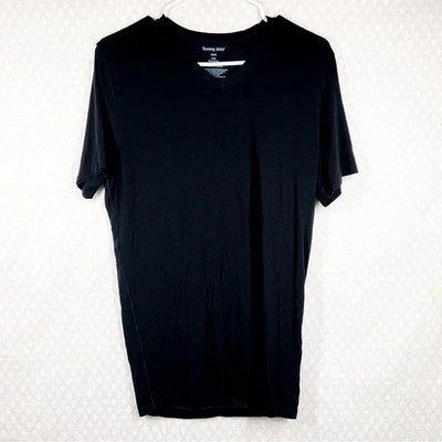 Tommy John Men Sz M Black Second Skin Soft V Neck Short Sleeve Classic Staple