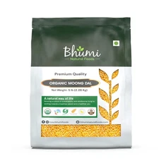 Bhumi USDA Organic Moong Dal 5 lbs - Yellow Split Mung Beans - Natural, Non-G...