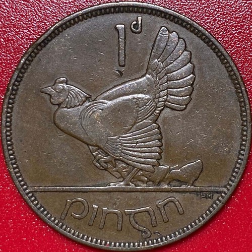 1935 IRELAND 1 PENNY HEN WITH CHICKS IRISH COLLECTABLE WORLD COIN BRONZE 31mm - 第 1/4 張圖片