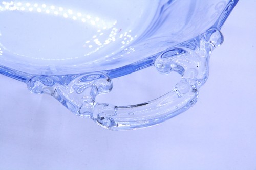 Cambridge Glass Serving Bowl Willow Blue Decagon #733 Etch Birds Urn Pendant - Picture 6 of 12