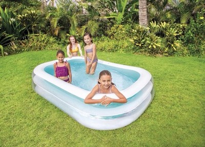 Inflatable 8.5' x 5.75' Swim Center Family Pool in Blue & White