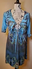 Apt 9 Large Y2K Aesthetic Slinky Ladies Tunic Long Blouse Low Plunge Top Shirt