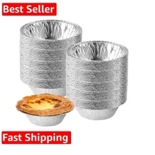 100 Pieces 2.6 Inch Round Pie Tart Small Tin Foil Pans Disposable Aluminum Mi...