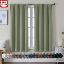 Short Blackout Curtains 2 Panels Light Blocking Energy Saving Home Decor Privacy