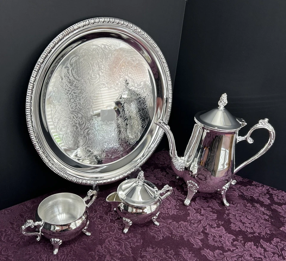 Wm Rogers & Son, четырехсекционный посеребренный кофейный набор 00115002, новая коробка повреждена - Изображение 2 из 4