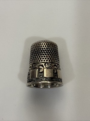 Vintage Sterling Silver Sewing Finger Thimble Size 8 Antique 