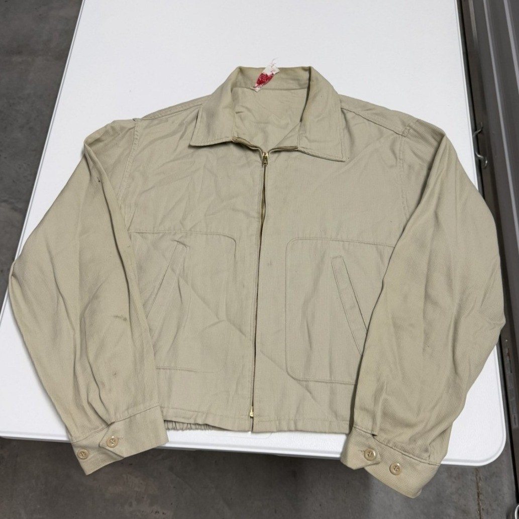 Vintage 60s Dan River Harrington Jacket Mens XL Tan Fair Cotton