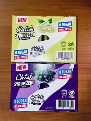 10 x Chiefs Syrup Zero - Elderflower & Cassis - 0 Calories ohne Zucker Abnehmen