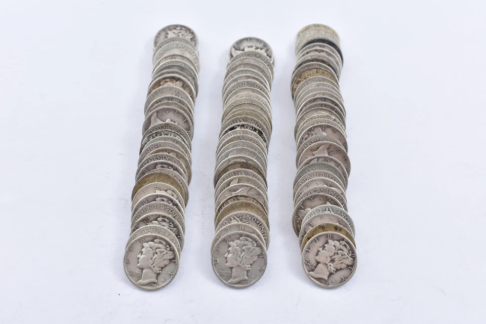 1916-1945 Mercury 90% Silver Dime Roll 50 Coin Lot Collection - Image 2 of 4