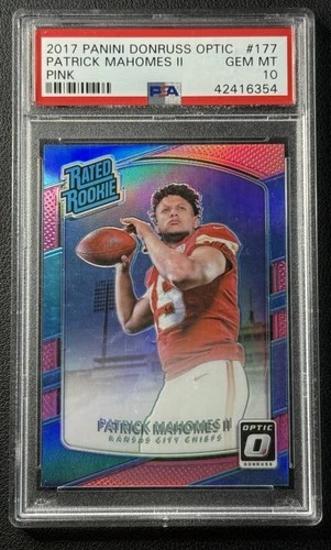 PATRICK MAHOMES II PSA 10 2017 PANINI DONRUSS OPTIC #177 ROOKIE PINK PRIZM RC 54