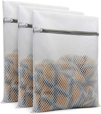 Muchfun 3Pcs Durable Honeycomb Mesh Laundry Bags 12x16 Inches 3 Medium Size Bag