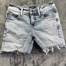Express Low Rise Light Wash Distressed Denim Shorts Size 0 Cut off Jeans