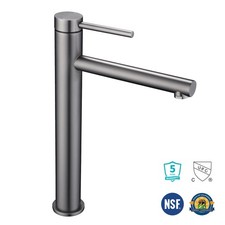 Bathroom Vessel Sink Faucet Single Handle/Hole 8" Tall Vanity Mixer Tap Grey