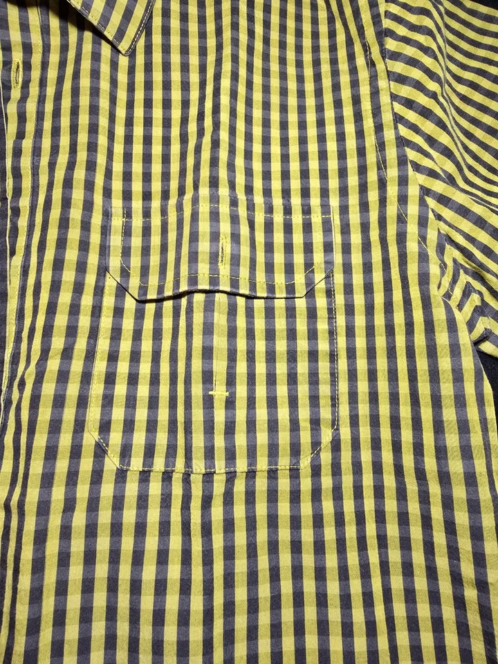 Camisa J. Ferrar Calce Ajustado Amarilla y Negra A Cuadros Abotonada L/G 16-16 1/2 Foto 4 de 4