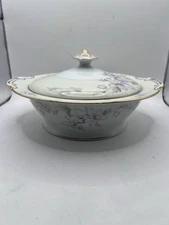Vintage Regal China Pastelle Pattern, Round Covered Casserole Dish w/Lid, 10”