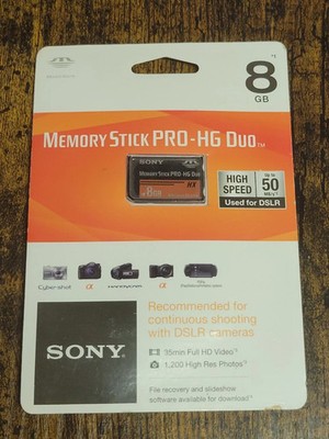 Sony 8GB Memory Stick Pro-HG DUO Card. High Speed 50MB. Model MS-HX8B - NEW O.S.