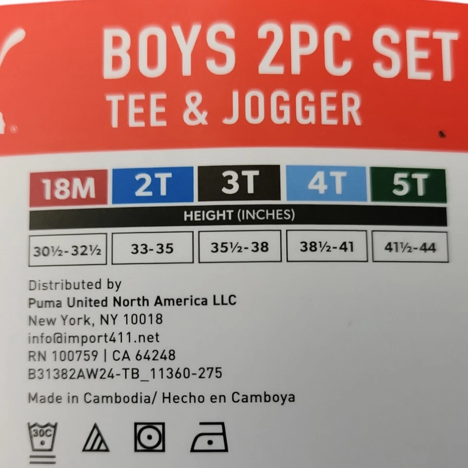 Conjunto de camiseta y jogger Puma con gráfico de cintura elástica activa para niños pequeños Foto 3 de 3