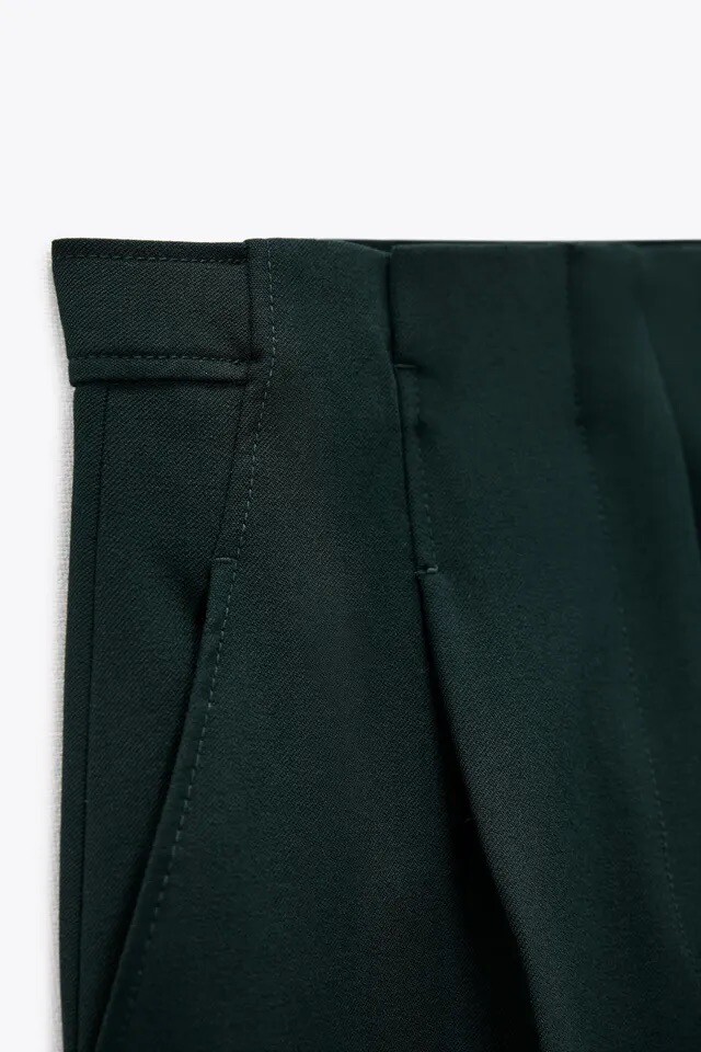 【T/C PRESSED TROUSER】 Bottle Green ０ Reiss Slim Fit Wool Blend Mid Rise Suit Trousers in Bottle