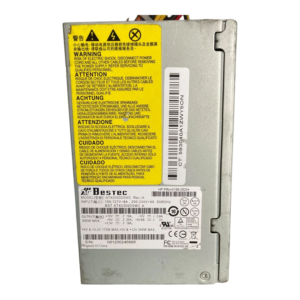 Bestec ATX0400D5WC Rev A 400W Power Supply 100-240V Input, 50-60Hz  Fully Tested - Image 3 of 4