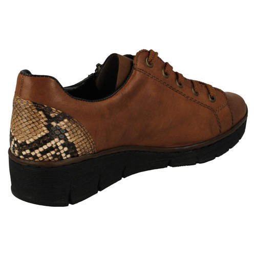 Scarpe stringate casual da donna Rieker '53702' in pelle marrone - Foto 8 di 18