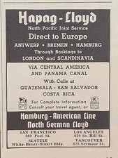 Hapag-Lloyd Hamburg-American Line Europe Via Panama Canal Vintage Print Ad 1938