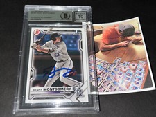 Benny Montgomery Rockies Auto SIGNED 2021 1st BOWMAN Base BECKETT BAS 10 BGS -