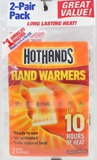 Hot Hands Hand Warmers Up To 10 Hours Of Heat 2-Pair Pack Long Lasting Heat