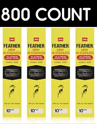 800 count Feather Hi-Stainless Double Edge Platinum Coated Razor Blades Shaving