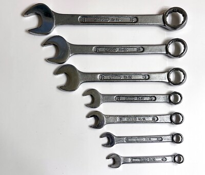 Lot of 7 Vintage GEDORE Combo Wrenches 12 Pt No. 14   Metric 22 19 17 12 11 9 8