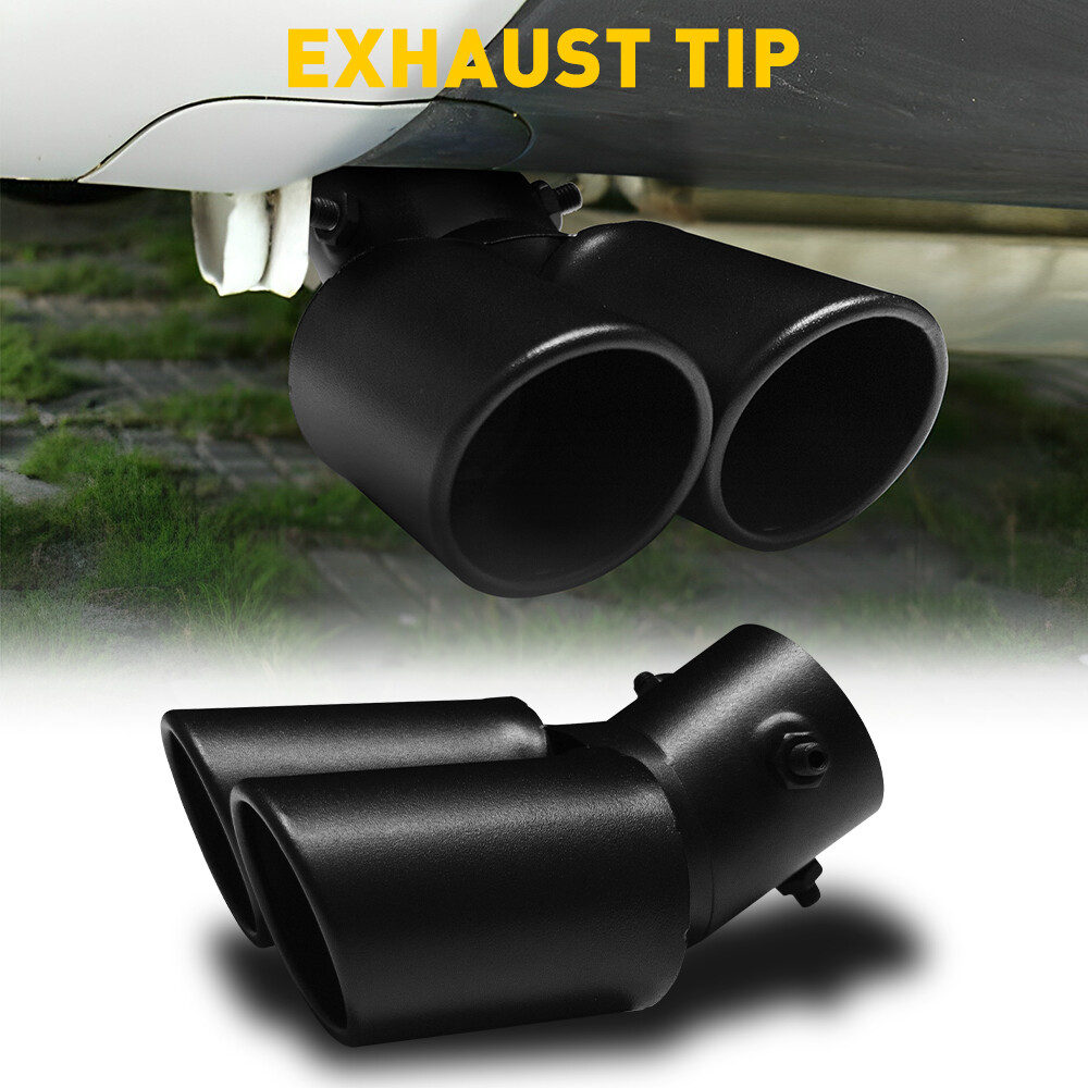 Car Rear Dual Exhaust Tail Pipe Muffler Tip Auto Accessories Replace Kit Black