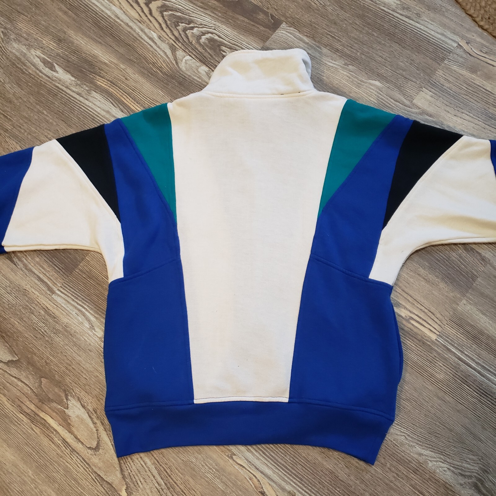 Vintage Pony Uomo M Full Zip Jersey Maglia Track Jacket Bianco Verde Blu Nero