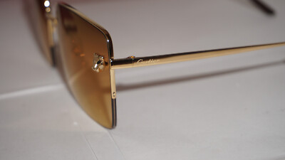 サングラス Cartier Cartier - CT0333S - 003 gold gold orange CARTIER Sunglasses Gold Panther Aviator Half Rim Orange
