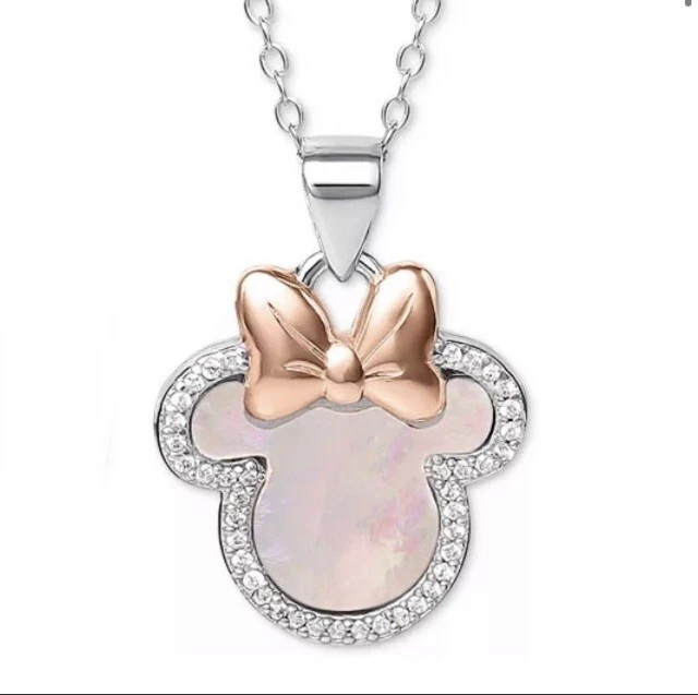 New Disney Minnie Mouse Mother of Pearl Pendant Necklace 16 eBay