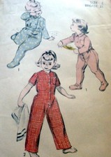 LOVELY VTG 1950s CHILDS PAJAMAS ADVANCE Sewing Pattern 2 FF