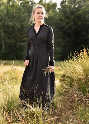 Battle-Merchant Medieval Dress Meira with Velvet Details, Black Viking Gothic | eBay Battle-Merchant Medieval Dress Meira with Velvet Details, Black Viking Gothic | eBay