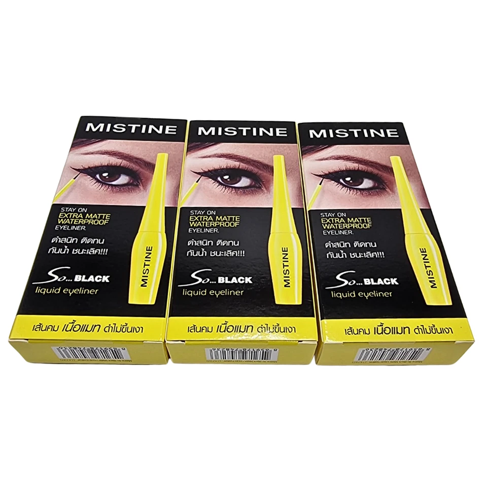 Delineador de ojos Mistine negro líquido impermeable maquillaje mate larga duración conjunto 3 Foto 3 de 4