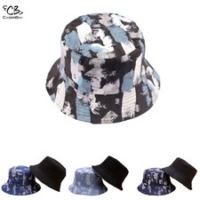 Retro Denim Graffiti Reversible Bucket Hats For Men, Women  Teens, Packable