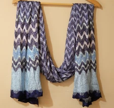 Nwot! Christopher & Banks Navy Blue Metallic Scarf Rectangle Lightweight #H45-99